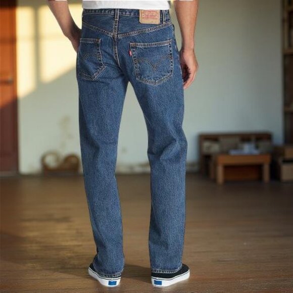 Levis 501 Original Button Fly Blue Jeans Men's 100% Cotton Straight Leg, 32/32 - Picture 2 of 16